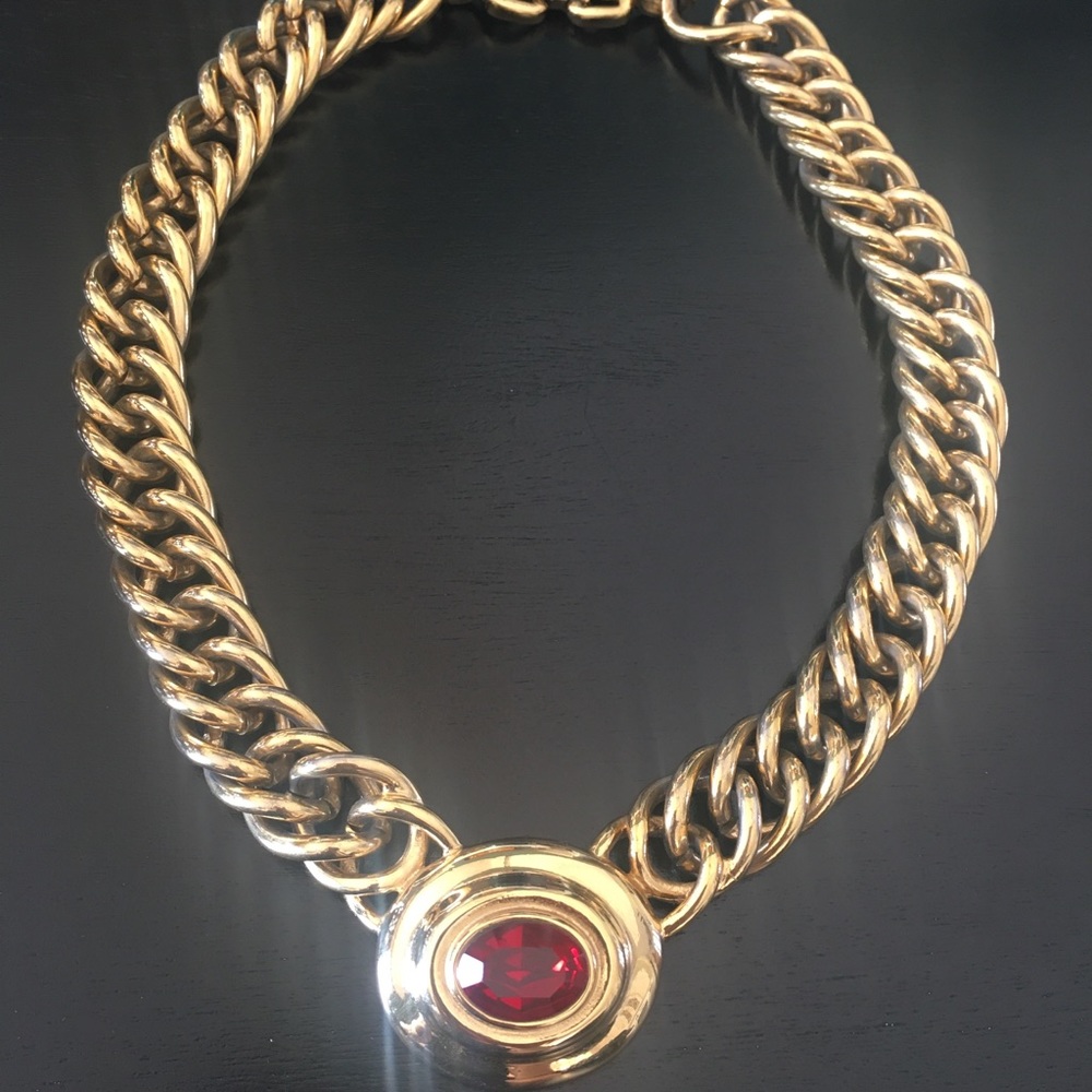 Givenchy Red and Gold Collar Necklace